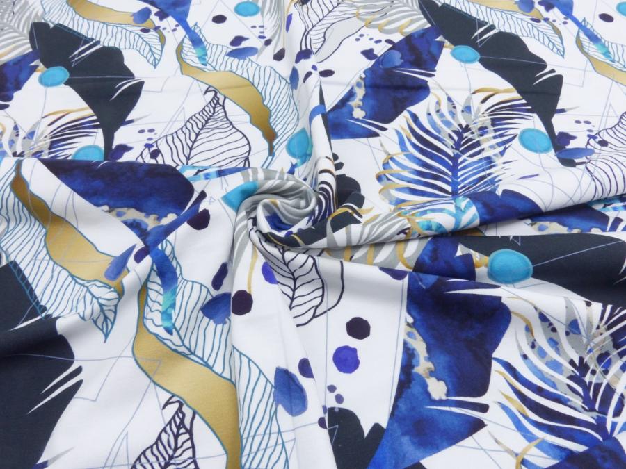 French Terry Indigo Leaves